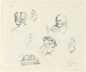Study Sheet with different heads, Cornelis Kruseman, 1818 Study Sheet with different heads, Cornelis Kruseman, 1818