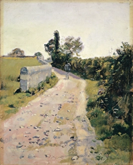 Sunny street c. 1890 oil canvas 41 x 33 cm signed lower right Sunny street c. 1890 oil canvas 41 x 33 cm signed lower right