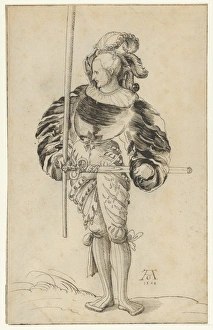 Swiss Foot Soldier early 16th century Pen black ink Swiss Foot Soldier early 16th century Pen black ink