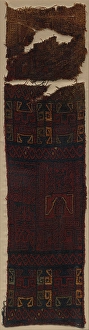 Textile Fragment Frontal Deity Heads Felines Textile Fragment Frontal Deity Heads Felines