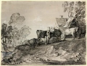 Thomas Gainsborough, Landscape with Cattle by a Cottage, British, 1727-1788, late 1770s Thomas Gainsborough, Landscape with Cattle by a Cottage, British, 1727-1788, late 1770s