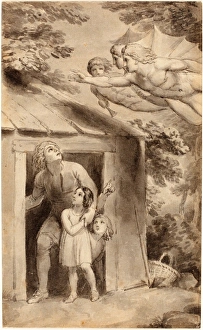 Thomas Stothard (British, 1755 - 1834), Peter and His Children Visited by Three Flying Thomas Stothard (British, 1755 - 1834), Peter and His Children Visited by Three Flying