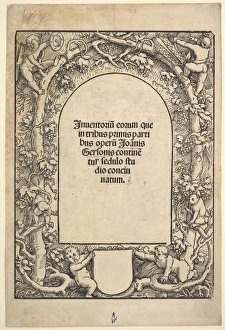Title Border Five Genii Monkey 1510 Woodcut Block Title Border Five Genii Monkey 1510 Woodcut Block