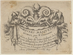 Title Plate Two Satyr Heads Divers Masques ca Title Plate Two Satyr Heads Divers Masques ca