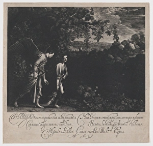 Tobias Angel large plate 1613 Engraving Prints Tobias Angel large plate 1613 Engraving Prints