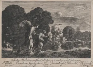 Tobias Angel small plate 1608 Engraving second state Tobias Angel small plate 1608 Engraving second state