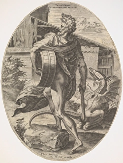 Triptolemus Rural Gods 1565 Engraving oval sheet Triptolemus Rural Gods 1565 Engraving oval sheet