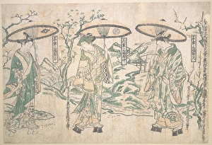 Triptych Umbrellas Edo period 1615-1868 Japan Triptych Umbrellas Edo period 1615-1868 Japan