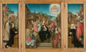 Triptych Virgin Child Saints center male Donor Triptych Virgin Child Saints center male Donor