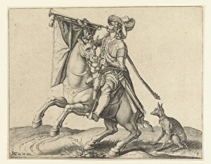 Trumpeter on horseback, Jacob de Gheyn II, 1599 Trumpeter on horseback, Jacob de Gheyn II, 1599