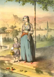 Turkish woman and child, Turkey. Travels through Turkey 1862. By Rev. Henry J. Van Lennep Turkish woman and child, Turkey. Travels through Turkey 1862. By Rev. Henry J. Van Lennep