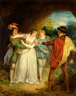 Valentine rescuing Silvia from Proteus, from Shakespeares The Two Gentlemen Valentine rescuing Silvia from Proteus, from Shakespeares The Two Gentlemen