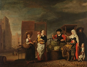 Vegetable Market group people stall bridge old woman sells vegetables Vegetable Market group people stall bridge old woman sells vegetables