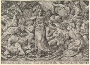 Victory Surrounded Prisoners Trophies 1552 Etching Victory Surrounded Prisoners Trophies 1552 Etching