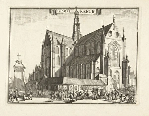 Grote Markt Gallery: View of the Grote Kerk, Haarlem, Netherlands, Romeyn de Hooghe, 1688 - 1689
