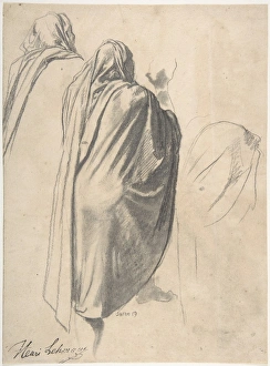 Back View Male Figure Wearing Cloak 1859 Graphite Back View Male Figure Wearing Cloak 1859 Graphite