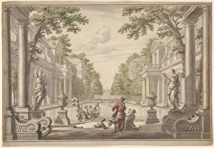 View Palace Garden Central Pond Surrounded Classical Architecture View Palace Garden Central Pond Surrounded Classical Architecture