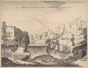 View of a waterfall near Tivoli, Rome Italy, possibly Cornelis Visscher II, 1638-1658 View of a waterfall near Tivoli, Rome Italy, possibly Cornelis Visscher II, 1638-1658