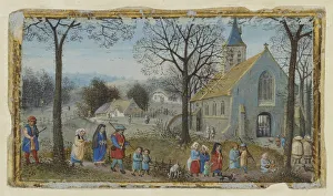 Villagers Way Church Simon Bening Flemish 1483 Villagers Way Church Simon Bening Flemish 1483