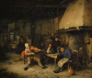Violin player drinking farmers tavern 1663 oil Violin player drinking farmers tavern 1663 oil