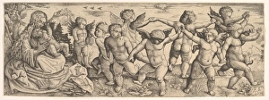 Virgin Child Angels Dancing Landscape 1530s Etching Virgin Child Angels Dancing Landscape 1530s Etching