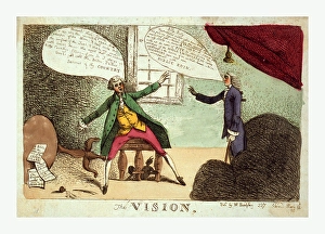 The vision, engraving 1785, a young man, possibly William Pitt, the younger, being The vision, engraving 1785, a young man, possibly William Pitt, the younger, being