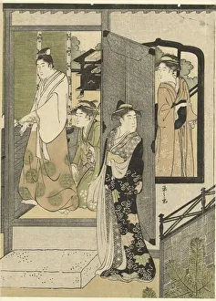 visit Woman standing door open second woman looking visit Woman standing door open second woman looking