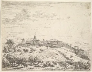 Walled village hill church left buildings constructed Walled village hill church left buildings constructed