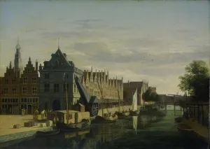 The Weigh House and the Crane on the Spaarne in Harlem, Gerrit Adriaensz. Berckheyde The Weigh House and the Crane on the Spaarne in Harlem, Gerrit Adriaensz. Berckheyde
