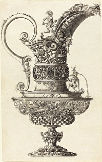 Wenzel Jamnitzer I (German, 1508 - 1585), Jar with Neptune, etching Wenzel Jamnitzer I (German, 1508 - 1585), Jar with Neptune, etching