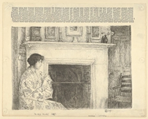 White Mantel Holley House Cos Cob 1915 Etching White Mantel Holley House Cos Cob 1915 Etching