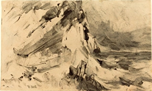 William Hart (American, 1823 - 1894), Shipwreck in Storm, pen and black ink with William Hart (American, 1823 - 1894), Shipwreck in Storm, pen and black ink with