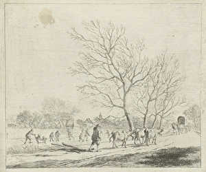 Winter Landscape with cows and skaters, Johannes Janson, 1783 Winter Landscape with cows and skaters, Johannes Janson, 1783