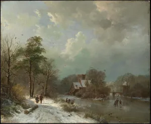Winter Landscape Holland 1833 Oil wood 14 x 17 Winter Landscape Holland 1833 Oil wood 14 x 17
