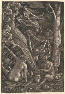 Witches Sabbath 1510 Chiaroscuro woodcut two blocks Witches Sabbath 1510 Chiaroscuro woodcut two blocks