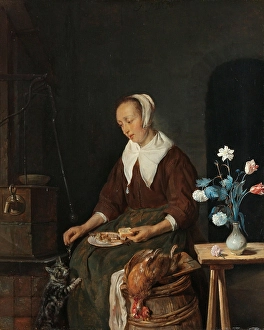 Woman Eating Cats Breakfast Woman meal cats breakfast Woman Eating Cats Breakfast Woman meal cats breakfast