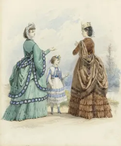 Two women girl Mai 1870 fashion plates Jules David Two women girl Mai 1870 fashion plates Jules David