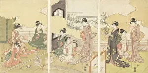 Women open-air room Nine women different activities Women open-air room Nine women different activities