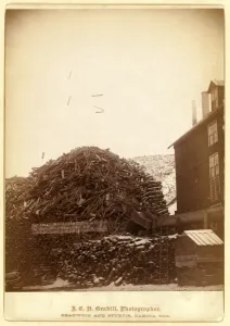 Wood shooting in the air, De Smet Mill, Center City, Dak Wood shooting in the air, De Smet Mill, Center City, Dak