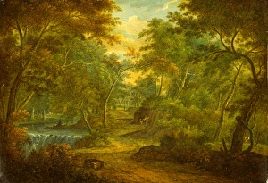 A Wooded Landscape with a Stream and a Fisherman, Thomas Smith of Derby, ca. 1720-1767 A Wooded Landscape with a Stream and a Fisherman, Thomas Smith of Derby, ca. 1720-1767