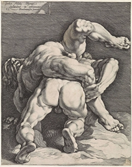 Two wrestlers, Jan Harmensz. Muller, 1588 - 1592 Two wrestlers, Jan Harmensz. Muller, 1588 - 1592