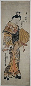 Young man dressed komuso begging monk Portrait Young man dressed komuso begging monk Portrait