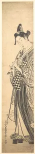 Young Man Walking Left High Geta Playing Flute Young Man Walking Left High Geta Playing Flute