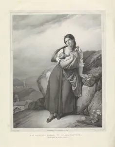 Young mother child mountain landscape fallen girl Young mother child mountain landscape fallen girl