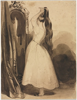Young Woman Combing Hair 1800s 1857 Achille Deveria Young Woman Combing Hair 1800s 1857 Achille Deveria