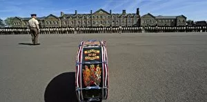 Guards Division Gallery: 1st Battalion Welsh Guards on the drill square at Cavalry Barracks, Hounslow, London