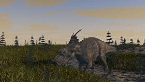<b class=qtipBold><figcaption>Achelousaurus grazing in swamp</figcaption></b><br>Achelousaurus grazing in swamp.<br><em>© Kostyantyn Ivanyshen/Stocktrek Images</em> Achelousaurus grazing in swamp