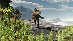An Acrocanthosaurus roams an Early Cretaceous North America An Acrocanthosaurus roams an Early Cretaceous North America