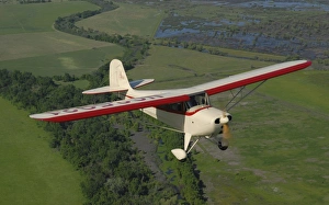 Aeronca Chief flying over Sacramento Valley, California Aeronca Chief flying over Sacramento Valley, California