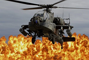 An AH-64D Apache Longbow during a combined arms demonstration An AH-64D Apache Longbow during a combined arms demonstration